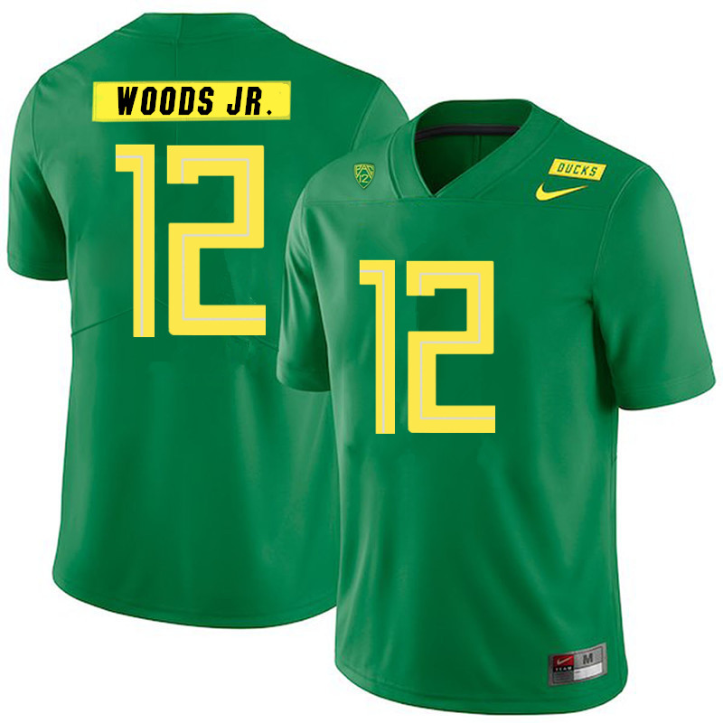 2019 Men #12 Haki Woods Jr. Oregon Ducks College Football Jerseys Sale-Green